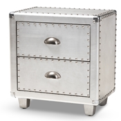 Baxton Studio Davet French Industrial Silver Metal 2-Drawer End Table